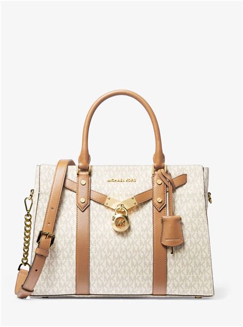 michael michael kors nouveau hamilton large logo messenger bag|michael kors hamilton satchel bag.